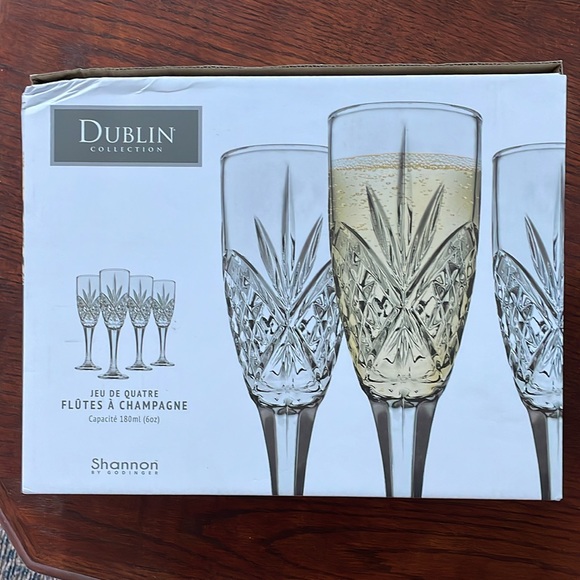 Crystal Champagne Flutes set of 4 - Picture 4 of 6